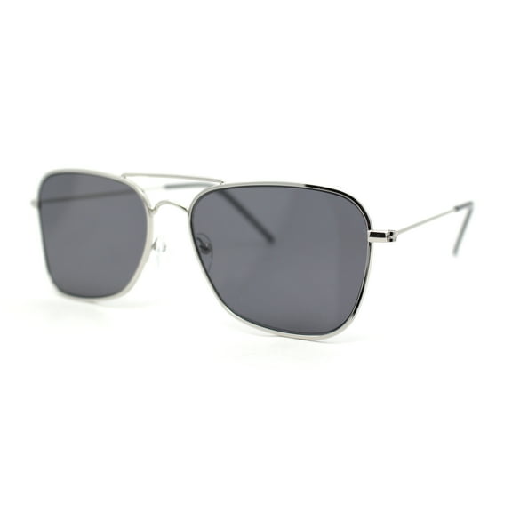 Concave Curved Metal Vintage Double Bridge Air Force Pilots Sunglasses Silver - Black