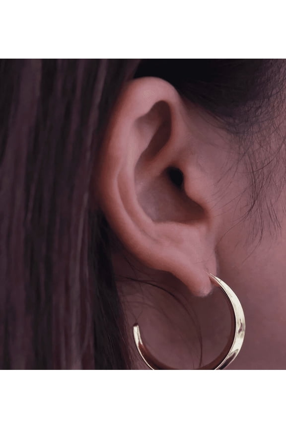 Concave Hoop Earrings for Women, 925 Sterling Silver, 1 Micron 18K Gold Vermeil, Bold Sculptural Hoops, Lightweight Statement Earrings