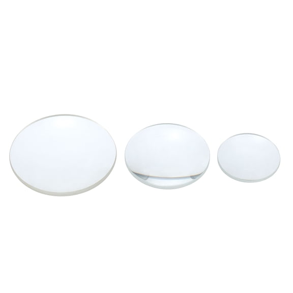 Concave Lens, 3 Sizes Focal Length Round Glass Magnifying Telescope Lens Trial Set Ground Edge for Lab Physics Class Optics Scientific Experiments, White, 3Pcs