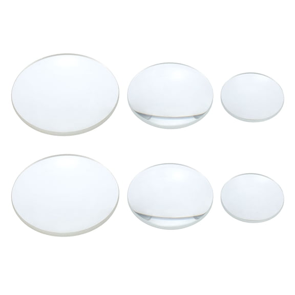 Concave Lens, 3 Sizes Focal Length Round Glass Magnifying Telescope Lens Trial Set Ground Edge for Lab Physics Class Optics Scientific Experiments, White, 6Pcs