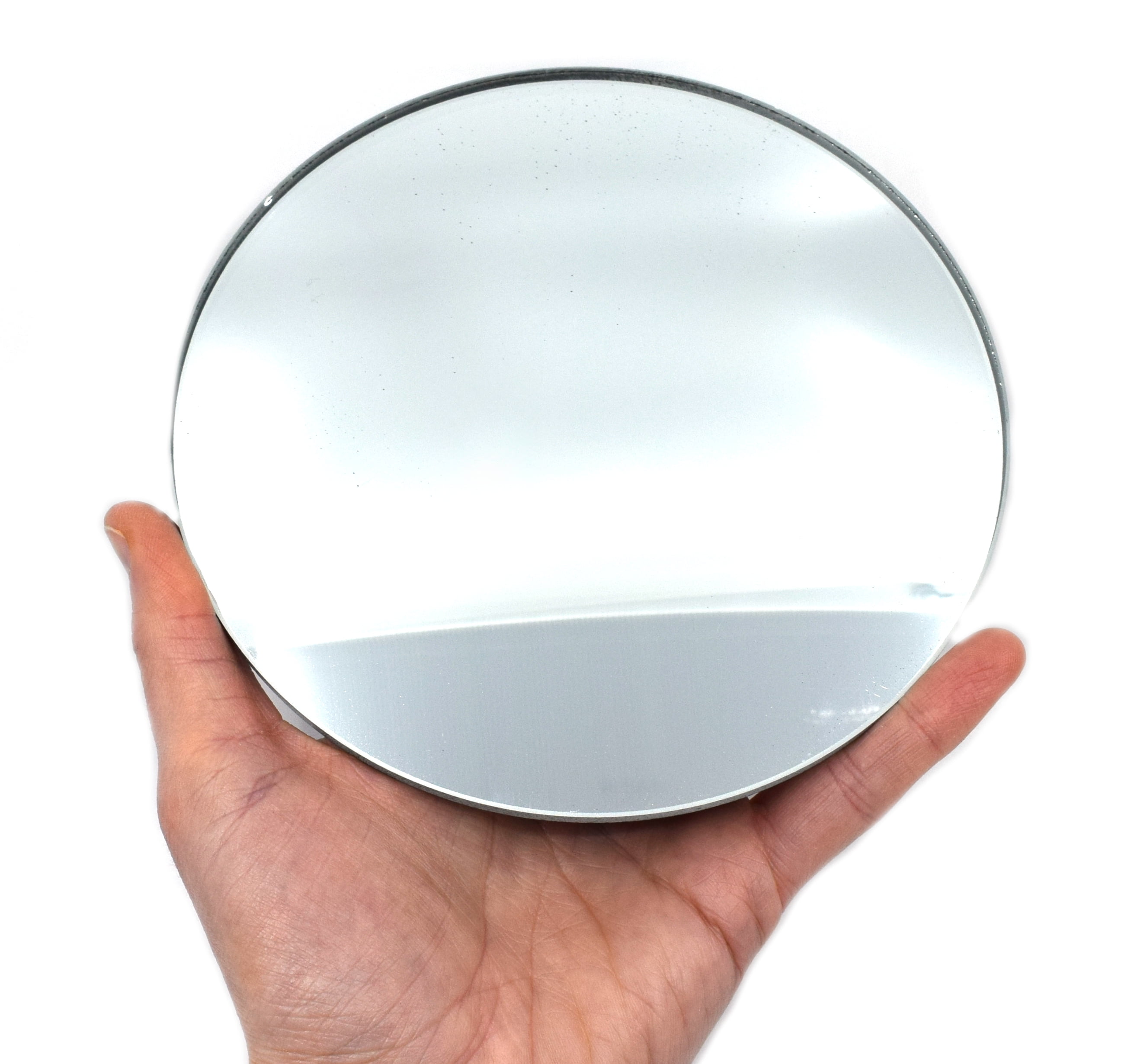 Round Silvered Glass Concave Mirror, 5.9" Diameter
