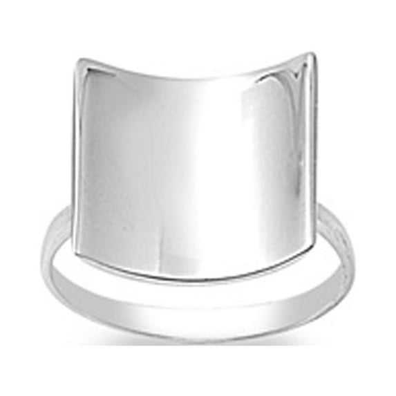 Concave Square Wide Chic Statement Ring .925 Sterling Silver Band Jewelry Female Male Unisex Size 5