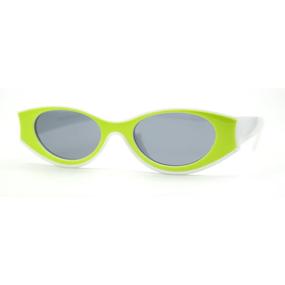 Concave Thick Plastic Frame Clout Style Oval Sunglasses White Green Black