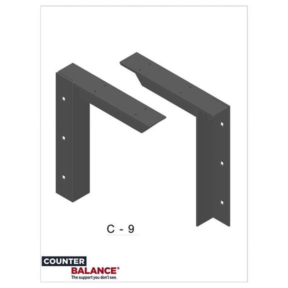 Concealed Bracket - Hidden Countertop Support (9, Black)
