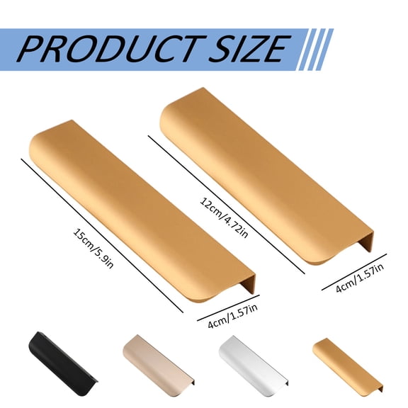Concealed Cabinet Handle - 12cm Hidden Drawer Pull for Kitchen Cabinet - Invisible Furniture Handle for Modern Kitchen - Matte Black Cabinet Hardware
