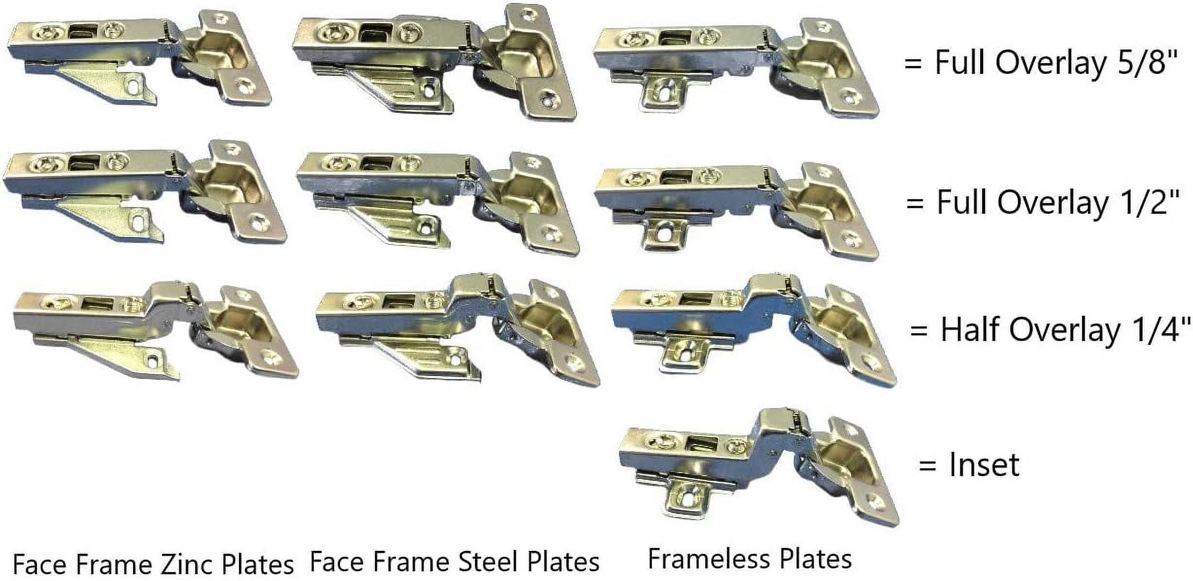 Concealed Euro Hinges Overlay Face Frame Frameless (50, Half 1/
