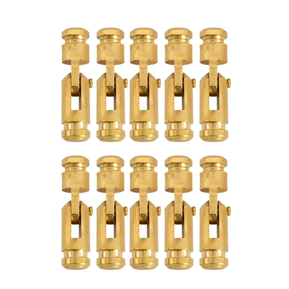 Concealed Gold Tone Barrels Hinge Metal Fitting Set, 10 Piece Drill In Parts for Wooden Chests, Craft Storage and Casket Project Use