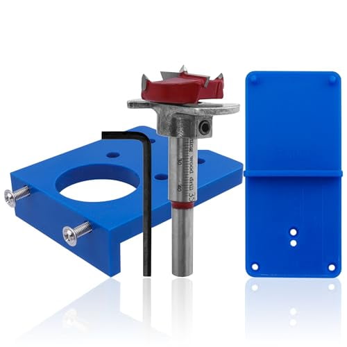 Concealed Hinge Jig Kit - Adjustable Depth Carbide Forstner Drill Bit Hinge Boring Hole Saw Cutter with Door Hinges Drilling Guide for Cupboard Cabinet Door Hinge Installation$$Tools & Hardware Other