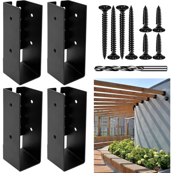 Concealed Joist Hanger Brackets, Woodwork Concealed-Flange for 2" x 6(Actual:1.5" 5.5) Lumber,U-Shaped Steel Bracket Wood Fence,Porch,Swing,Handrails(4Pack)