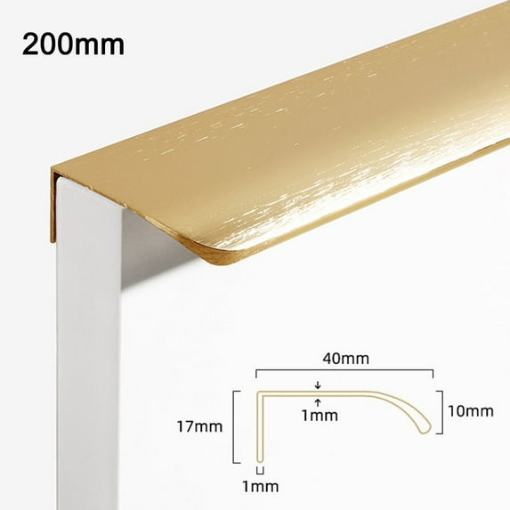Concealed Kitchen Aluminum Drawer Pulls Cabinets Pull Handle Edge Finger Pull Hidden Bar Pulls GOLD-200MM
