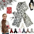 thumbnail image 1 of Concealed Pocket Scarf, Faux Scarf With Hidden Zipper Pocket, Cozy Wrap Secure Concealed Storage, for Phone Keys(Leopard Print), 1 of 6