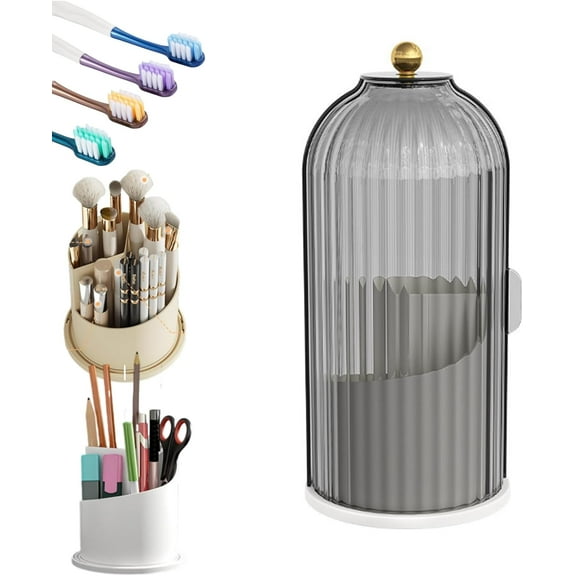 Concealed Toothbrush Holder,Toothbrush Holders for Bathrooms,360 Rotating Waterproof Dustproof Toothpaste Holders with Sliding Lid,for Vanity Makeup Brushes Holder,Pen Holder Storage (C)