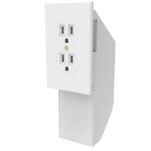 Concealed Wall Safe Outlet Box - The concealed compartment is located behind a decorative panel and can be installed without tools. The product includes two keys, a drywall saw, and an installatio