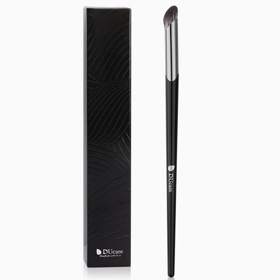 DUcare Small Nose Contour Brush with Dense Bristles, Aluminum Tube, Black