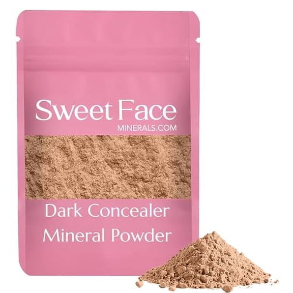(1 Pound Bag) Dark Concealer Refill by Sweet Face Minerals, High Coverage Concealer, Under Eye Concealer for Mature Skin, SPF 30 Concealer, Skin Foundation Concealer, Refillable Pouch