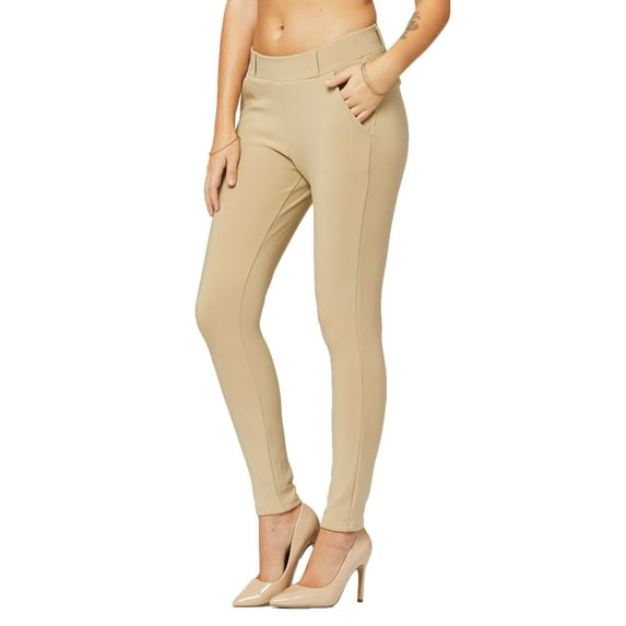 Conceited Women's Energize Stretch Ultra Soft Ponte Dress Pants with Pockets and Belt Loops
