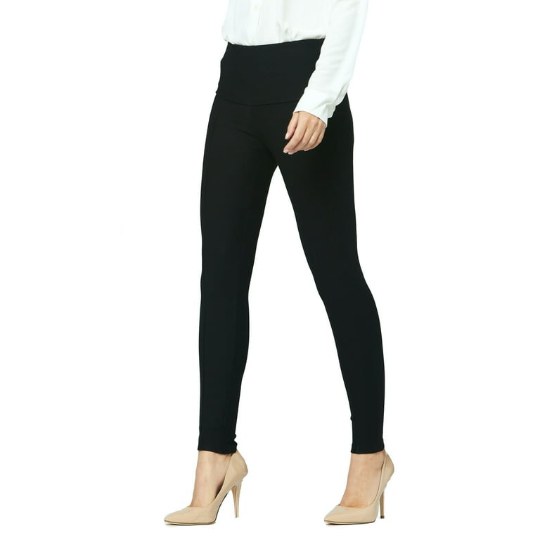 Conceited Women's Motivate Stretch Knit Ponte Pants - Dressy Leggings - Wear  to Work 