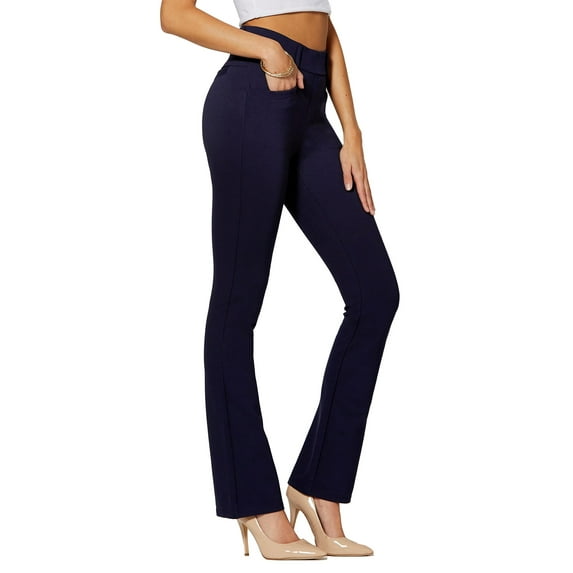 Conceited Women's Uplift Stretch Bootcut Knit Dress Pants with Pockets