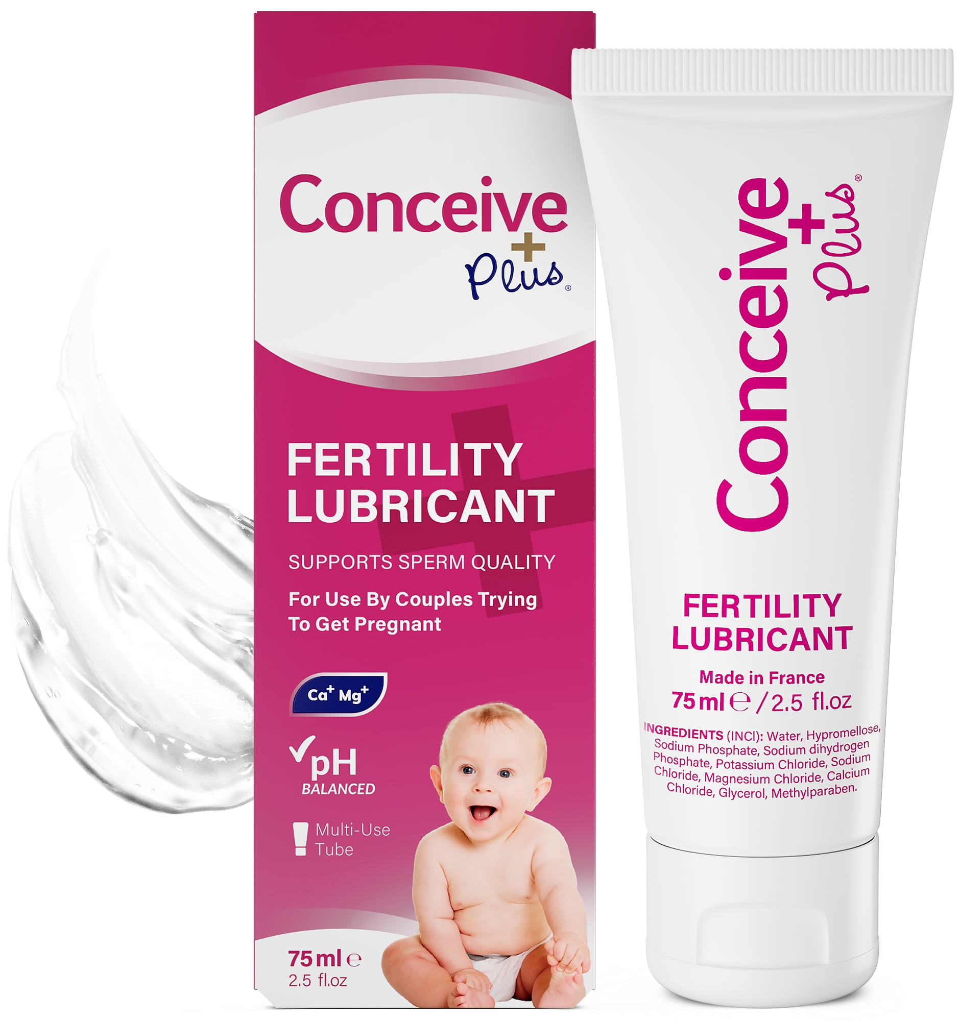 Conceive Plus Fertility Lubricant, Fertility Personal Lubricant Formula for Couples Trying to Conceive, Multi-Use Tube 2.5 fl.oz.