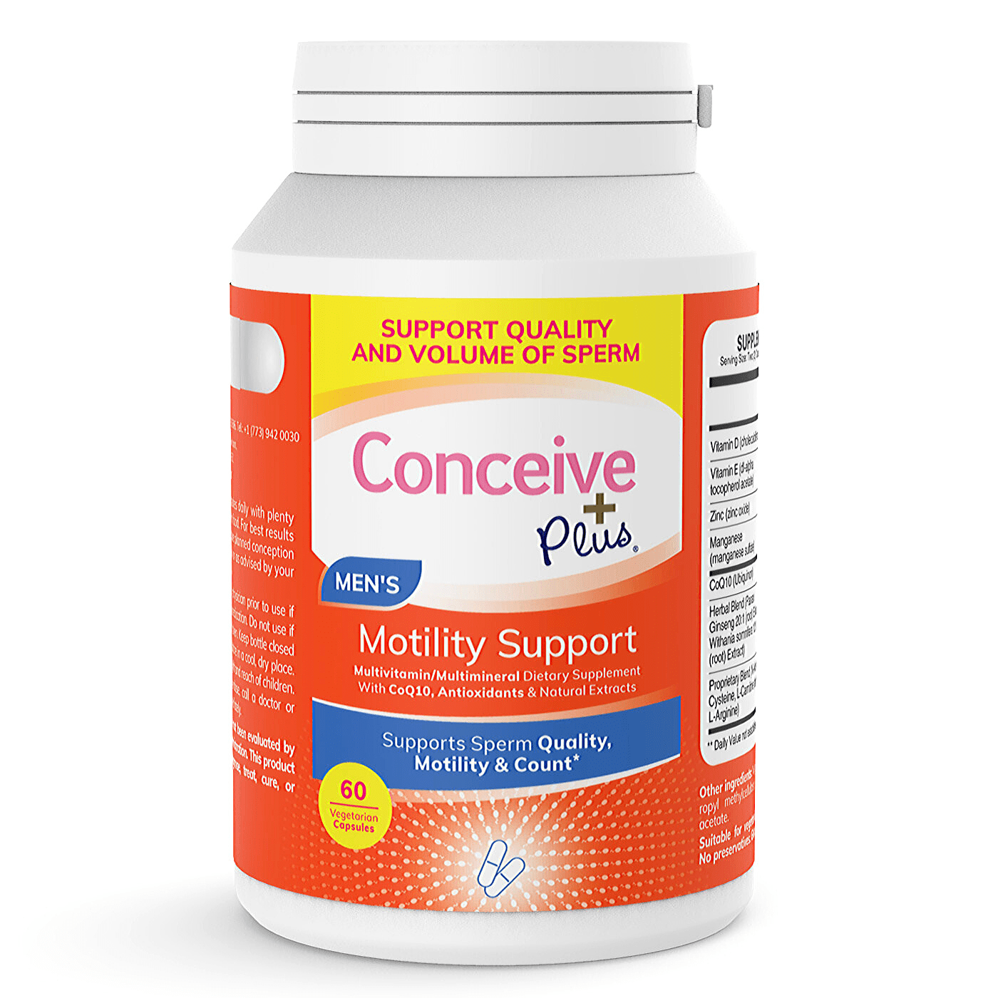 Conceive Plus Male Fertility Supplement for Semen Volumizer, Sperm Count Booster - Zinc, Ginseng, Ashwagandha, Q10, Antioxidants - Motility Boost for Men - 60 Vegetarian Soft Capsules