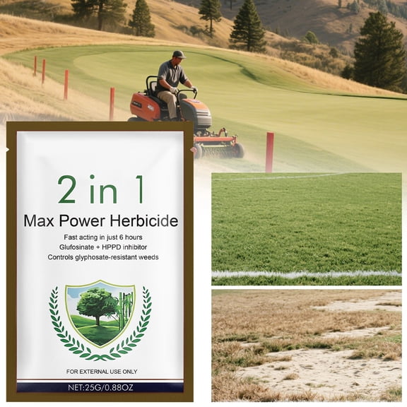 Concentrated 2 in 1 Max Power Herbicide 25g Fast Acting Formula with Glufosinate & HPPD Inhibitor Controls Glyphosate Resistant Weeds Reaches Roots
