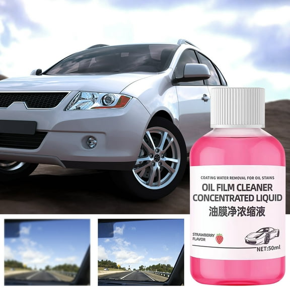 Concentrated Car Glass Oil Film Remover, Windshield Streak-Free Cleaner – Removes Grime, Water Spots & Haze, Enhances Night Visibility – 50ml Travel Size
