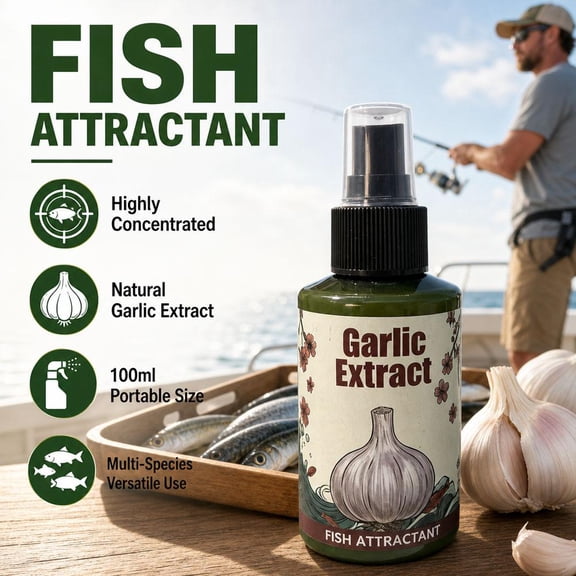 Concentrated Fish Attractant Liquid, 100ml Garlic Scent Fish Scent for Baits, High Potency Bait Enhancer plus Trout Bass Panfish Lure Accessory, Essential Fishing Gear in Freshwater Outdoor Lake
