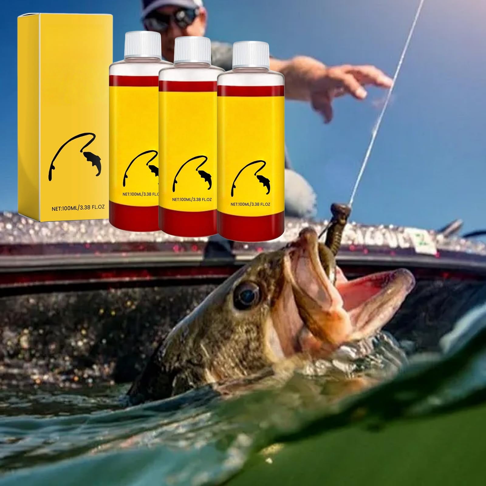 Concentrated Fish Attractant Liquid, Fast-Acting Red Worm Formula for ...