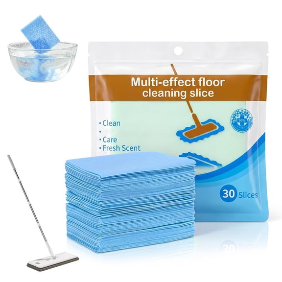 Concentrated Floor Cleaning Sheets 30 Pack, Multi-Surface Dissolvable Cleaner Tabs for Wood, Tile & Vinyl, Pet & Kid Safe Floor Wash, No Residue, Fresh Scent