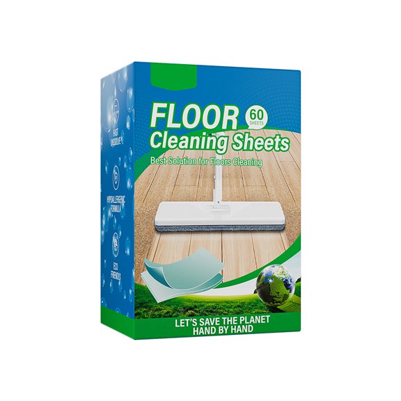 Concentrated Floor Cleaning Sheets Multi-Surface Formula For Wood Tile Vinyl Laminate Pet And Kid Safe 60 Count