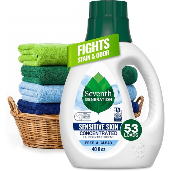 Concentrated Laundry Detergent Liquid Free & Clear Fragrance Free 40 oz