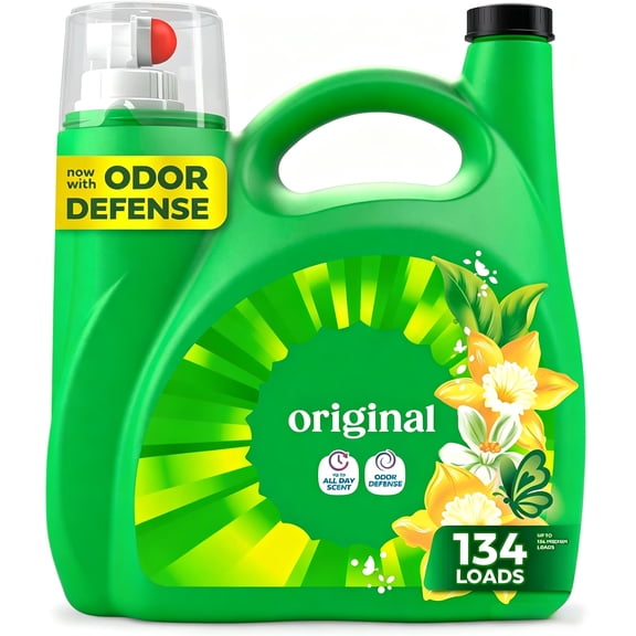Concentrated Liquid Laundry Detergent with Advanced Odor Defense, Original Fresh Scent, 134 Loads, 194 fl oz, Deep Cleaning Formula for High-Efficiency (HE) Washers