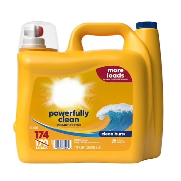 Concentrated Liquid Laundry Detergent, Clean Burst Fresh Scent, 174 Loads, 174 fl oz, High-Efficiency Formula for All Washers