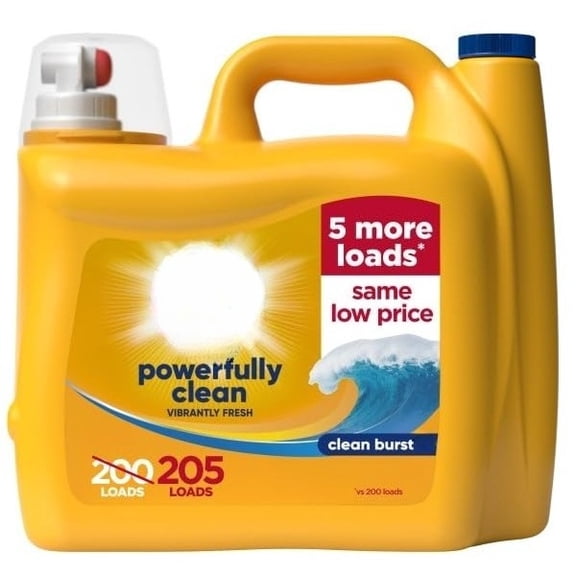 Concentrated Liquid Laundry Detergent, Clean Burst Scent, 205 Loads, 205 fl oz, Powerfully Clean Formula for High-Efficiency Washers