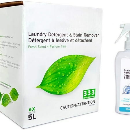 Concentrated Liquid Laundry Detergent with Stain Remover, Removes 333 Loads for Cleaning Clothes, Phosphate-Free, Solvent-Free, Fresh Scent, 5L