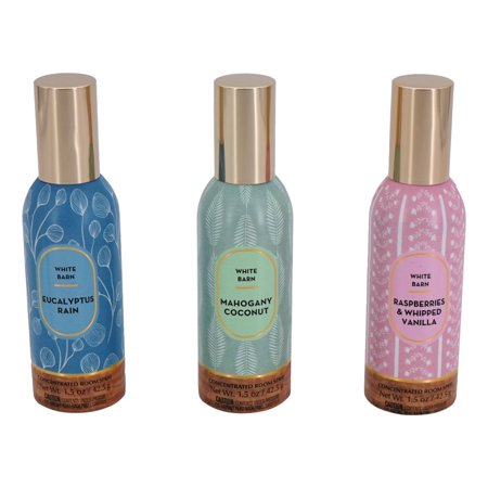 Concentrated Room Spray Bundle (3 Pack, 1.5 oz ea, Raspberries And Whipped Vanilla, Mahogany Coconut, Eucalyptus Rain) Air Freshener Room Spray Home Kitchen Living Room Bathroom Guest Room Office