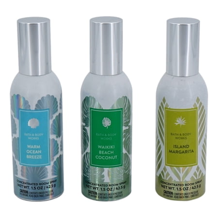 Concentrated Room Spray Bundle (3 Pack, 1.5 oz ea, Warm Ocean Breeze, Waikiki Beach Coconut, Island Margarita) Air Freshener Room Perfume Spray Home Kitchen Living Room Bathroom Guest Room Office