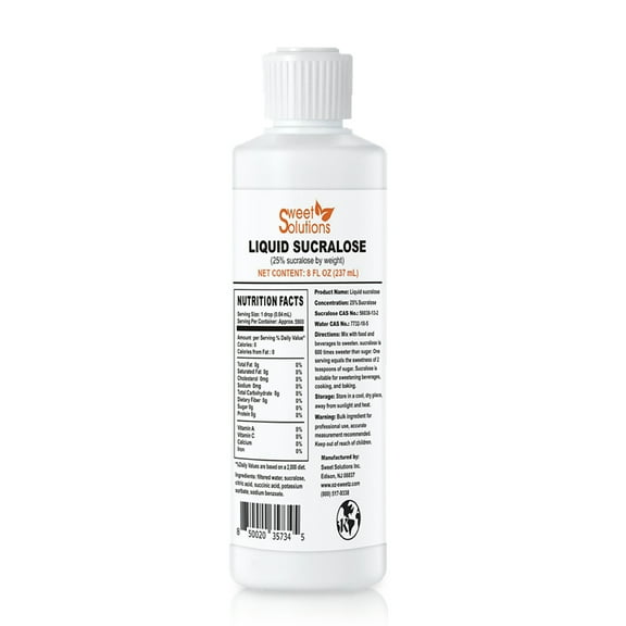 ConcentratedLiquid Sucralose Sweetener, 25% Concentrated Sugar Alternative, 8 oz. Bulk for Drinks, Food, and Pastries, Zero Calories and No Carbs (2- Pack)