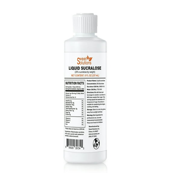 ConcentratedLiquid Sucralose Sweetener, 25% Concentrated Sugar Alternative, 8 oz. Bulk for Drinks, Food, and Pastries, Zero Calories and No Carbs (2- Pack)