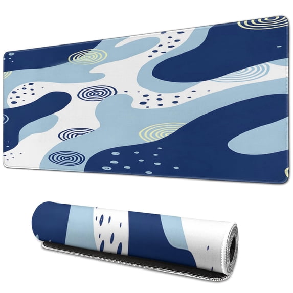 Concentric Circle Blue River Camouflage mouse Padswaterproofwashable for Office Home Work GamingmousepadsRubber Base Mousepad with Stitched Edges 31.5x11.8inches