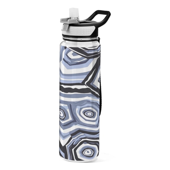 Concentric Circle Pattern 1000ml Tritan Sport Bottle Straw LeakProof Food-Grade Portable Wide Handle