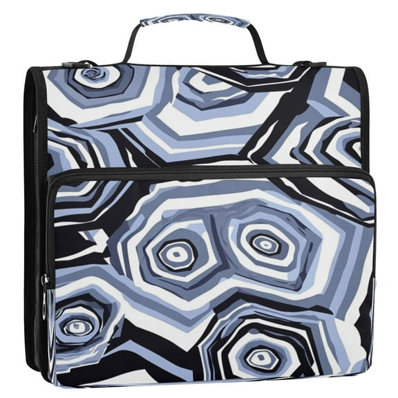 Concentric Circle Pattern 3-Ring Binder Bag 13.6x12.4x3.5in Water-Resistant Canvas for School or Office Use