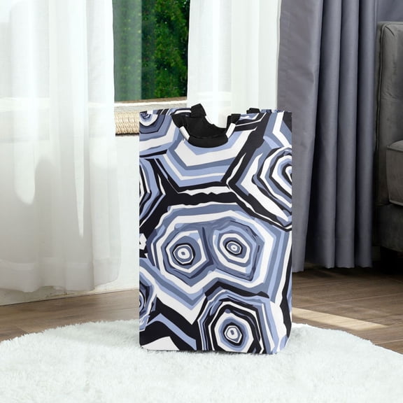 Concentric Circle Pattern Foldable Laundry Hamper 12.6x11x22.7in with Handles for Bathroom Bedroom Storage