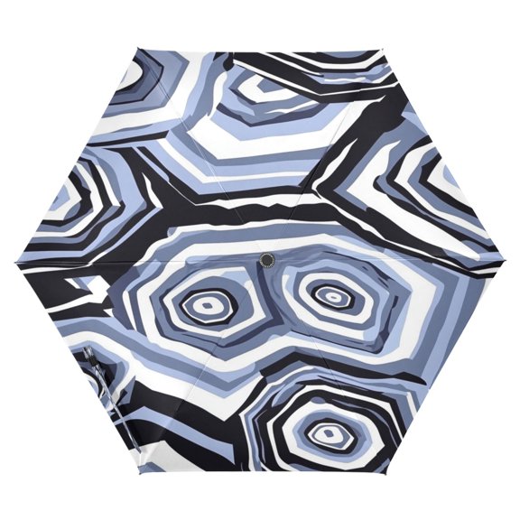 Concentric Circle Pattern Folding Umbrella UV50+ Waterproof Sun Protection Auto Open Close Compact Fiberglass Frame