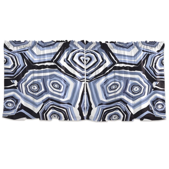 Concentric Circle Pattern Tier Curtains for Kitchen 57x24 Inch Semi Sheer Light Filtering Half Window Curtains 2 Panels