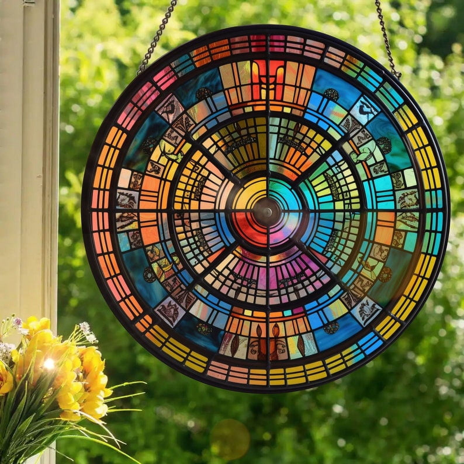 Concentric Circles: Stained Glass Style Wall or Window Hanging ...