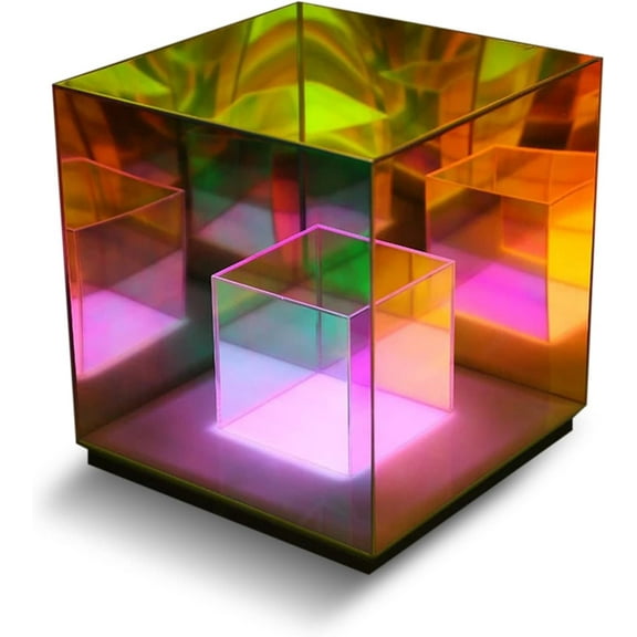 Concentric Cube Modern Table Lamp with RGB Lights, Eye-Catching Light for Bedroom, Living Room, Office, Ideal for Mood Lighting and Home Décor (Medium)