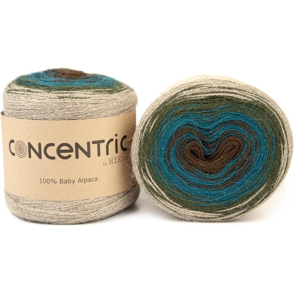 Concentric Yarn Cake, 100% Baby Alpaca Wool Gradient Yarn for Knitting, Crocheting, and Crafts, 437 Yards, (#1039 - Pacific Coast)#1039 - Pacific Coast-