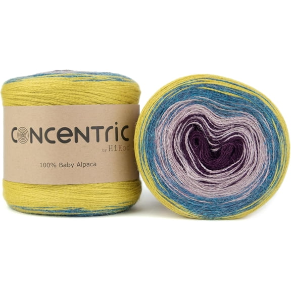Concentric Yarn Cake, 100% Baby Alpaca Wool Gradient Yarn for Knitting, Crocheting, and Crafts, 437 Yards, (#1043 - Peacock Rock)#1043 - Peacock Rock-