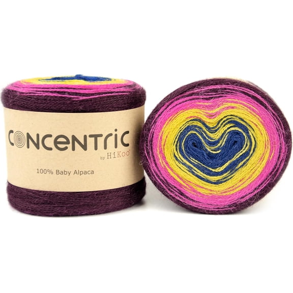Concentric Yarn Cake, 100% Baby Alpaca Wool Gradient Yarn for Knitting, Crocheting, and Crafts, 437 Yards, (#1040 - Jubilee)Jubiliee (#1040)-